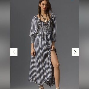 Anthropologie Striped Blue and White Maxi Dress Sz Sm